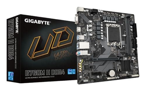 Image of Gigabyte B760M H DDR4 Motherboard - Supports Intel Core 14th Gen CPUs, 6+1+1 Phases Digital VRM, up to 3200MHz DDR4 (OC), 2xPCIe 4.0 M.2, GbE LAN, USB 3.2 Gen1