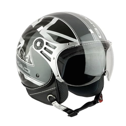 Image of G-MAC Metro Evo Jet Open Face Retro Classic ECE 2206 Motorcycle Scooter Helmet (London Dark, XL)
