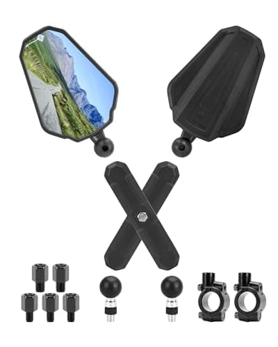 Image of SUPAREE Motorcycle Mirrors Universal Motorcycle Rear View Mirrors Motorbike Mirror Wing Handlebars E-MARK 360 Degree Adjustable with M8/M10 Threaded Bolts for ATV/Cruiser/Bike 2 Pack