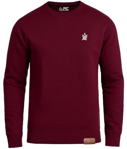 Image of JRC Mens Fleece Crewneck Sweatshirts & Pullovers, Round Neck Long Sleeve Jumper, Sweater for Sports & Workwear (Maroon, XXL)