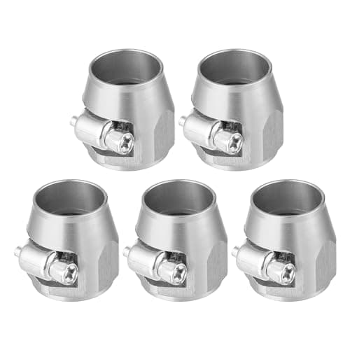 Image of X AUTOHAUX 5 Pcs AN8 Hex Car Hose Finisher Pipe Clamp with Screw Silver Tone