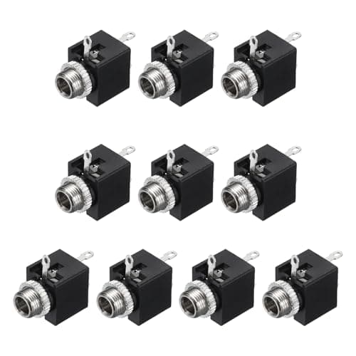 Image of sourcing map 10 Pcs 3 Pins Female 3.5mm Mono TS Jacks Plug Socket with Nuts for Audio Headphone Radio PCB Panel CD Players