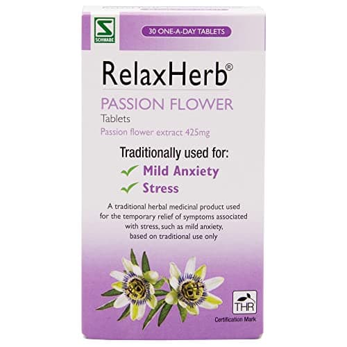Image of Schwabe Pharma - RelaxHerb - Passion Flower Extract 425g - Traditionally Used for The Relief of Low Mood - Traditional Herbal Medicinal Product - 30 Tablets