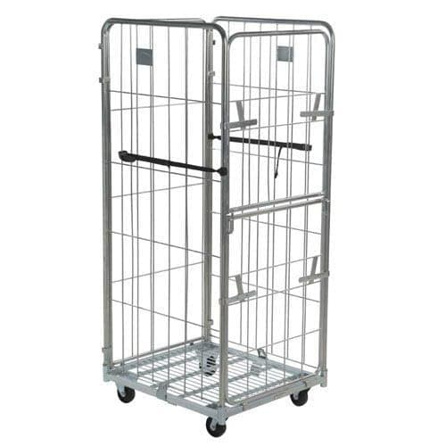 Image of Horison Industries Warehouse Steel Wire Mesh Roll Pallet Cages with With 4 Sided And Drop Gate Industrial Storage - 1715x800x715mm Heavy Duty Storage Unit Stock Delivery Transport Trolley on Wheels