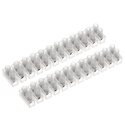 Image of AUKENIEN 60A Electrical Connector Blocks 60 Amp 12 Way White Terminal Block Strip Electric Wire Connectors Choc Blocks Connecting for Wiring Cable (Pack of 2)