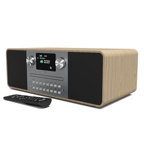Image of DAB/DAB+ & FM Digital Radio with CD Player | Bluetooth & USB MP3 Player | 60w Premium Sound | Remote Control | Mains Powered | Perfect for Home Entertainment | AZATOM D4 (Oak)