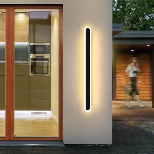 Image of Mikeru 120CM Acrylic Wall Light, 3000K Warm White Christmas Lights Downlight Wall Light Garage LED Wall Lighting IP65 Oval Outdoor Garage Lights External for Proch, Balcony