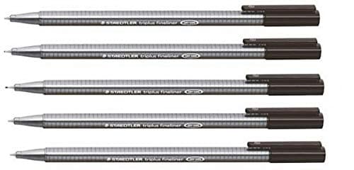 Image of STAEDTLER 334 Triplus Fineliner Superfine Point Pens - 0.3mm - Black Ink (5)