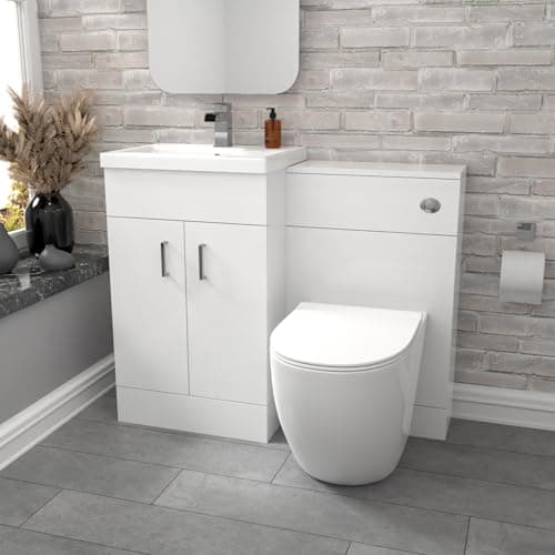 Image of Nes Home 1000mm Freestanding White Basin Vanity & Back to Wall Toilet