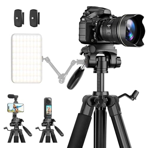 Image of JOILCAN 74.5"/190cm Tall Tripod, Foldable Aluminum Lightweight Camera Tripod for DSLR/Canon/Nikon, Compact Camera Stand with Detachable Head & Phone Holder, Video Tripods for Outdoor Vlog