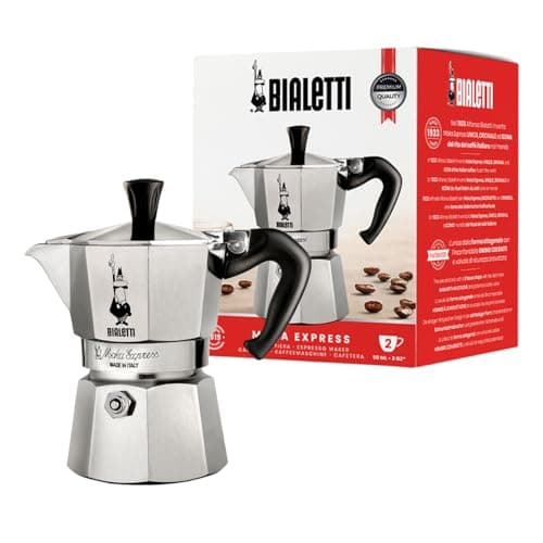 Image of Bialetti Moka Express Aluminium Stovetop Coffee Maker (2 Cup), 8x11x11 cm, Silver