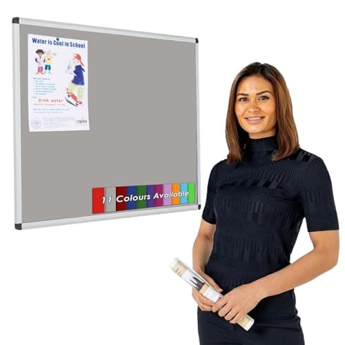 Image of Wonderwall Budget Grey Felt Noticeboard, 90 x 60 cm, Anti-Fade Pinboard - Aluminium Frame, Discreet Corner FIxings - Ideal for Office, School, Home, Healthcare