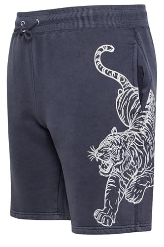 Image of BadRhino Big & Tall Blue Tiger Printed Jogger Shorts - Men's - Plus Size Curve