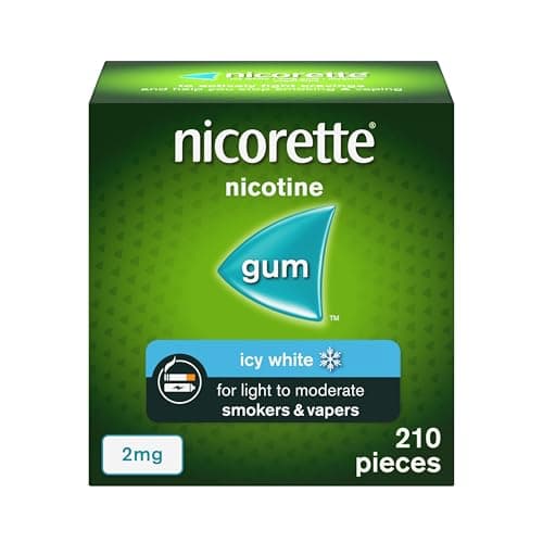 Image of Nicorette Icy White 2mg Gum (210 Pieces), Discreet Stop Smoking and Stop Vaping Aid to Help you Quit For Good, Tackle Cravings and Withdrawal Symptoms, Nicotine Gum (Quit Smoking or Vaping)