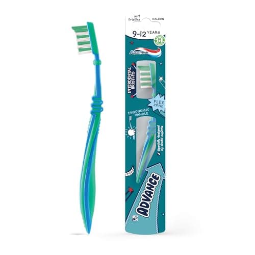 Image of Aquafresh Advance Kids Toothbrush, Developed by Dental Experts for Children Aged 9-12 Years Old, Plastic-Free Packaging, Soft Toothbrush