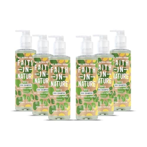 Image of Faith in Nature Chamomile Dog Shampoo for Sensitive Dogs & Puppies. Vegan and Cruelty Free, No SLS or Parabens, 6 x 400ml