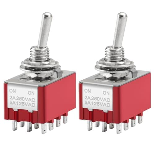 Image of Heschen Miniature Toggle Switch MTS-402 ON-ON 4PDT 12 Pin, 2A 250V, 5A 125V, Pack of 2