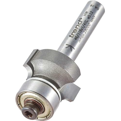 Image of Trend Professional Bearing Guided Ovolo Router Cutter, 3mm Radius, 1/4 Inch Shank, 18.7mm Cut Diameter, 9.5mm Cut Length, Two Bearings, TCT, 46/118X1/4TC