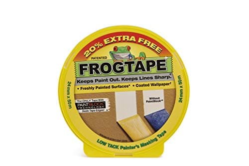 Image of Frog Tape Yellow Delicate Surface Painters Masking Tape 24mm x 41.1m +20% Extra. Indoor painting and decorating for sharp lines and no paint bleed