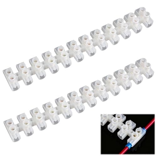 Image of 2 Pack 30A Electrical Connectors 12 Way, Terminal Block Strips, 400V Electric Wire Connector Block for Wiring Cable, Durable Electrical Wire Connectors for Home, Commercial Industrial Use