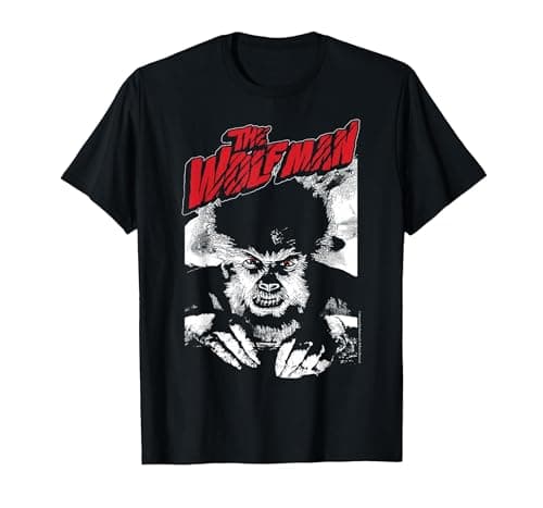 Image of Universal Monsters The Wolfman Title Portrait T-Shirt, Men, Black, 3X-Large