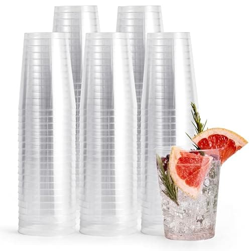 Image of MATANA 50 Premium Clear Hard Plastic Cups (280ml / 10oz) - Reusable Glasses, Party Cups, Tumblers for Drinks, Cocktail, Dessert, Wine, Champagne, Wedding, Birthdays, Parties