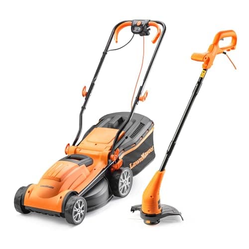 Image of LawnMaster 1400W 34cm Electric Lawnmower with rear roller with Strimmer Set (350W 2-in-1 Grass Trimmer and Edger) 2 Year Guarantee…