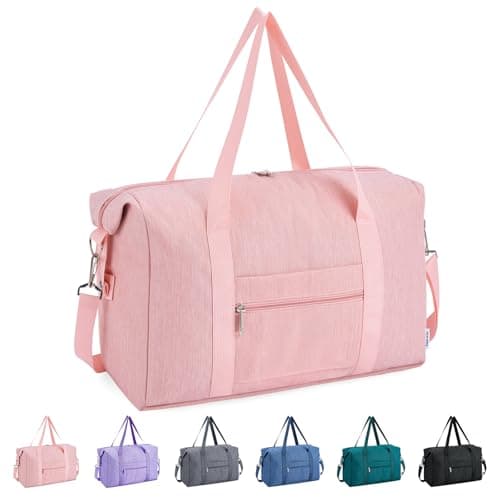 Image of Narwey for Ryanair Cabin Bags 40X30X20 Underseat New Ryanair Small Foldable Travel Duffel Hospital Weekend Bag for Women Ryan Air Carry on Luggage Holdall Tote for Men 20L (Pink)