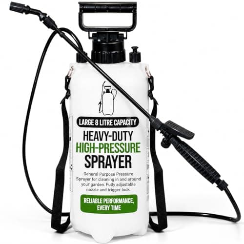 Image of AIBULO 8L Garden Pressure Sprayer Pump Action, Weed Sprayer with Adjustable Nozzle & Lance, Shoulder Strap & Hose, Lawn & Garden Sprayer for Plants, Fertiliser, Pesticides & Outdoor Cleaning