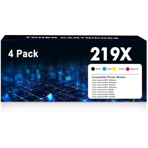 Image of 219X 219A MFP 3302FDW Toner Cartridges Compatible for HP 219X 219A Color LaserJet Pro MFP 3302FDW 3302SDW 3302FDN 3302FDNG 3302FDWG 3302SDWG 3202DN 3202DW Black Cyan Yellow Magenta 4-Pack With Chip