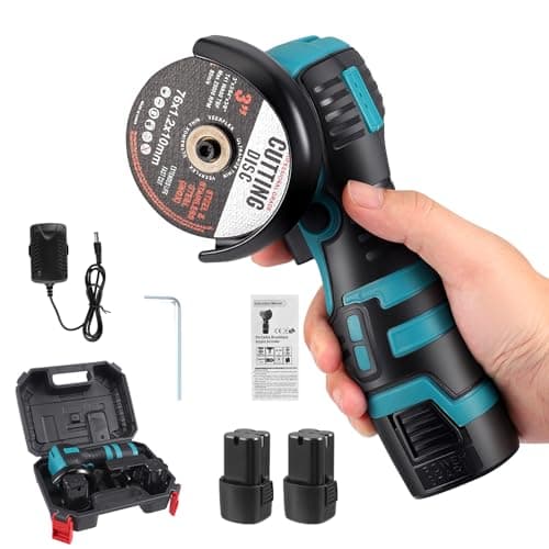 Image of Mini Angle Grinder, 16.8V 550W Cordless Angle Grinder with 2Pcs Batteries and Cutting Discs, Battery Powered Electric Polishing Machine Tool with Suitcase for Metal & Wood Cutting Polishing Sanding