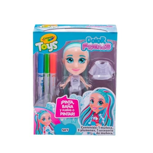 Image of CRAYOLA Colour 'n' Style Friends: Sky | Colour & Style Your Own Doll, Again and Again! (Includes Magic Dry-Erase Pens) | Ideal For Kids Aged 3+