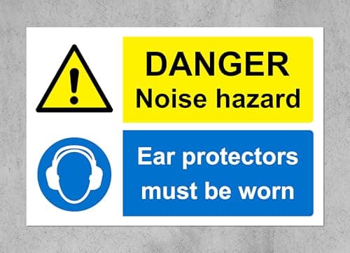 Image of Noise hazard ear protectors must be worn Safety sign - 1.2mm Rigid plastic 300mm x 200mm