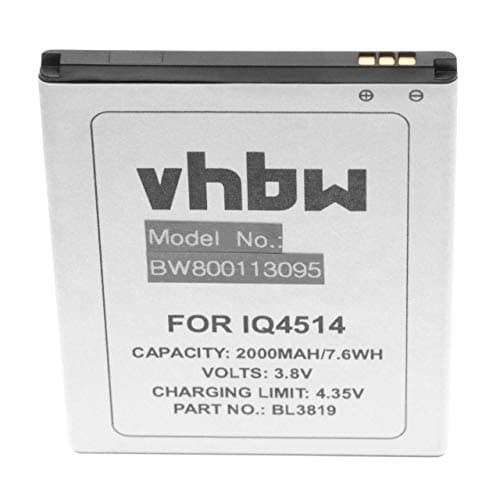 Image of vhbw Li-Polymer battery 2000mAh (3.8V) suitable for mobile phone/smartphone Fly IQ4514, Quad Evo Tech 4 replaces Fly BL3819.