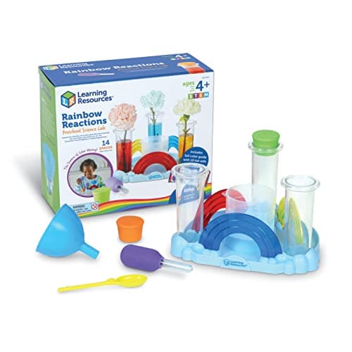 Image of Learning Resources Rainbow Reactions Preschool Science Lab Set, Ages 4+, Colour-Mixing Science Experiments for Kids, STEM Toys for Kids, 14 Pieces