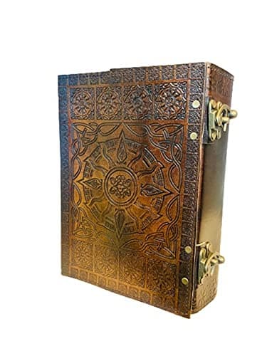 Image of perfect leather shop 600 pages large sun embossed journal | handmade blank notebook grimoire book of shadows sketchbook writing 7 x 10 brown