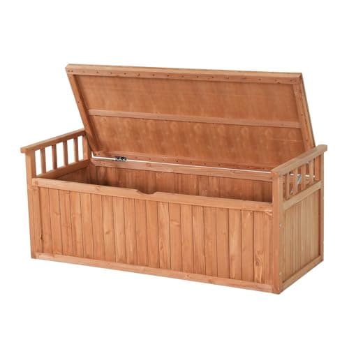 Image of BIRCHTREE Wooden Garden Bench 2 Seater Storage Box with Lid Outdoor Patio Deck Furniture Container Trunk BT-WGB04 Natural