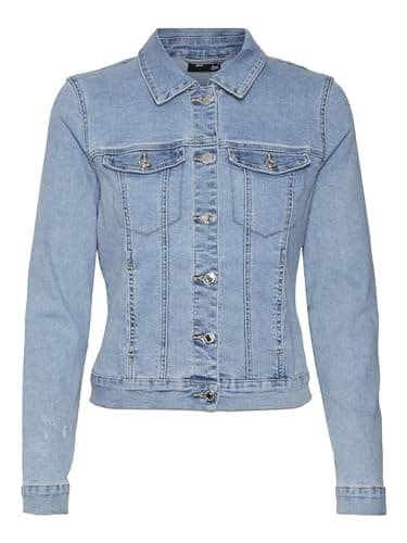 Image of VERO MODA Women's Vmluna LS Slim DNM Jacket Mix Ga Noos, Light Blue (Light Blue Denim), L