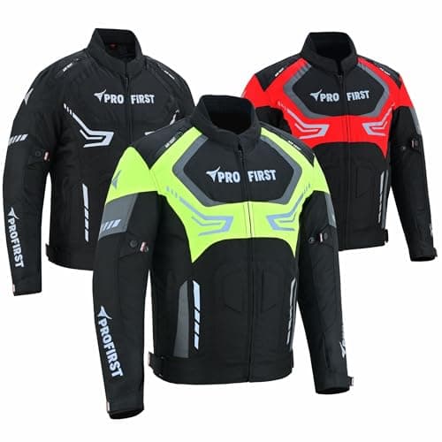 Image of PROFIRST Motorbike Men’s Riding Jacket Motorcycle Jacket for Men Waterproof Protective Biker Jacket CE Armored Protection (UK, Alpha, 3XL, Regular, Regular, Green)