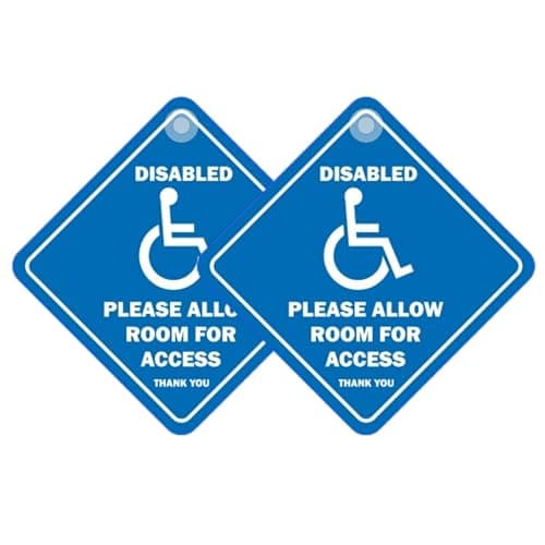 Image of Tek Automotive Please Allow Room for Access Thank You Disabled Car Stickers – Twin Pack, 5.5” x 5.5” with Suction Cup – Disability Aids for Vehicle Access & Safety