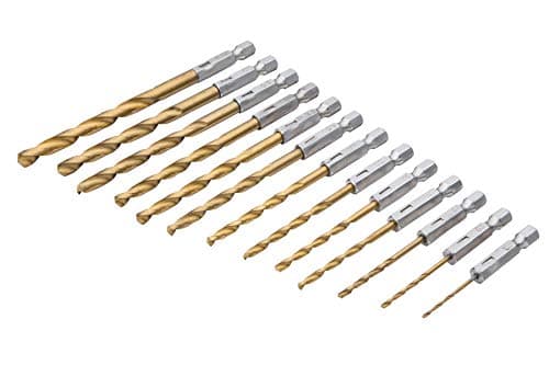 Image of Blue Spot Tools 20339 Titanium Drill Bit Set Hex Fitting, Bronze, 1.5-6.5 mm, Set of 13 Piece