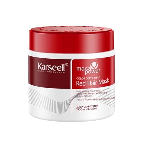 Image of Karseell Red Hair Mask Colour Depositing Mask - NOT A HAIR DYE - Colour Protect Conditioner, Repair and Enhance Red Tones for Color-Treated Hair 500ml