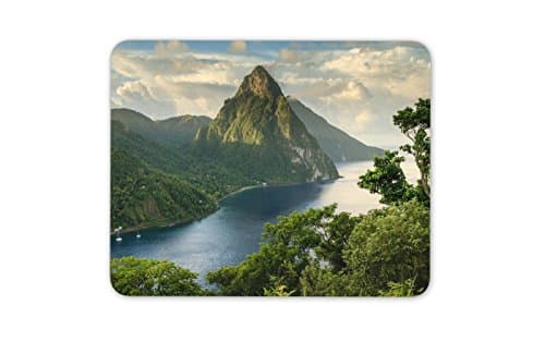Image of Destination Vinyl Ltd Saint St Lucia Mouse Mat Pad - Piton Mountains Caribbean Fun Gift Computer #8987