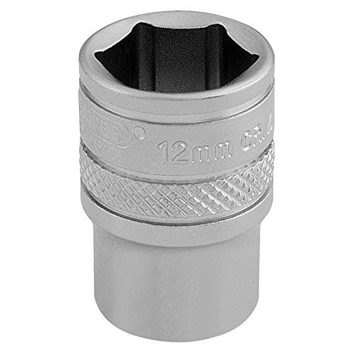 Image of Draper 16515 1/4" Square Drive Micro Satin Chrome Metric Socket, 12 mm Size, Blue