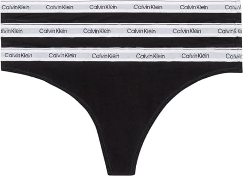 Image of Calvin Klein Women's 3 Pack Modern Logo Thongs, Black (Black/Black/Black), S