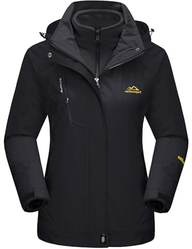 Image of TACVASEN Women Jacket Waterproof 3 in 1 Jackets Skiing Jacket Winter Warm Fleece Jacket Ski Snow Parka Work Windbreaker