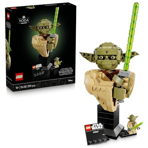 Image of LEGO Star Wars 75438 Yoda Bust - Display Model Kit for Adults w/Green Lightsaber & Collectible Jedi Master Minifigure - DIY Shelf or Room Decor - Gift Idea for Attack of the Clones Fans