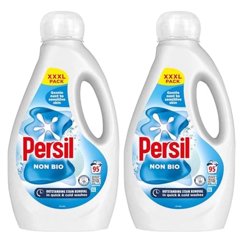 Image of Persil XXXL Washing Liquid Detergent Outstanding Stain Removal Quick and Cold Wash Tough on Stains Gentle Next to Sensitive Skin 95 Washes, 2.565 Litre (Pack of 2, Non Bio)