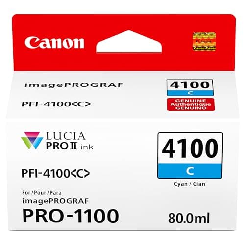 Image of Canon PFI-4100 Genuine Cyan Ink Tank, Compatible with imagePROGRAF PRO-1100 Printers