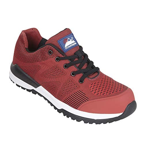 Image of Himalayan 4313 Bounce Mesh Safety Trainer Shoe with Metal Free Toecap and Midsole, S1P, SRC, 8 Size, Red